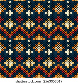 Knitted fabric design seamless. Knitting pattern illustration design for decoration, clothing, fabric texture