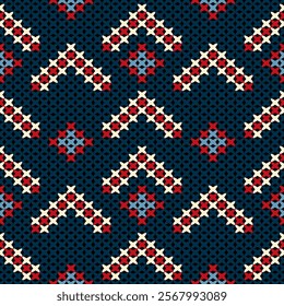 Knitted fabric design seamless. Knitting pattern illustration design for decoration, clothing, fabric texture