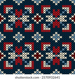 Knitted fabric design seamless. Knitting pattern illustration design for decoration, clothing, fabric texture