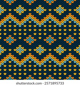 Knitted fabric design seamless. Knitting pattern illustration design for decoration, clothing, fabric texture