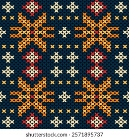 Knitted fabric design seamless. Knitting pattern illustration design for decoration, clothing, fabric texture