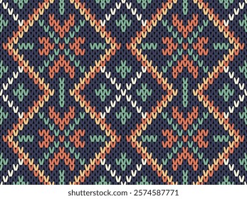 Knitted fabric design seamless. Knitting pattern illustration design for decoration, clothing, fabric texture