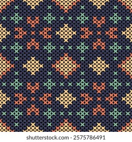 Knitted fabric design seamless. Knitting pattern illustration design for decoration, clothing, fabric texture