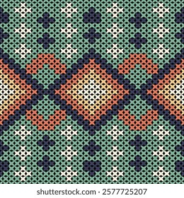 Knitted fabric design seamless. Knitting pattern illustration design for decoration, clothing, fabric texture