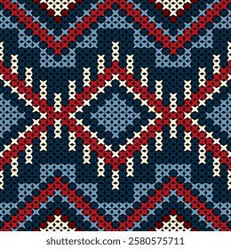 Knitted fabric design seamless. Knitting pattern illustration design for decoration, clothing, fabric texture