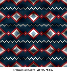 Knitted fabric design seamless. Knitting pattern illustration design for decoration, clothing, fabric texture