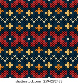 Knitted fabric design seamless. Knitting pattern illustration design for decoration, clothing, fabric texture