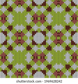 Knitted fabric seamless background. Vector illustration  Colors: Sunglo, Pueblo, Inch Worm, Alice Blue