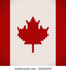 Knitted flag of the Canada icon - vector illustration