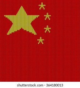 Knitted flag of China. Background vector illustration 10 EPS