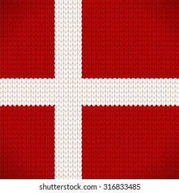 Knitted flag of the Denmark icon - vector illustration