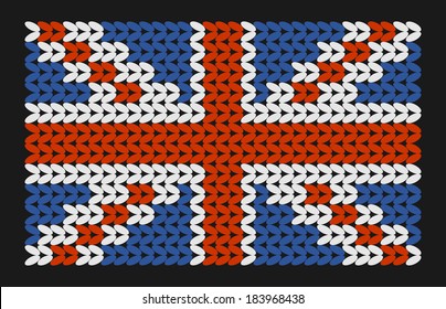 Knitted flag of Great Britain. Vector illustration.