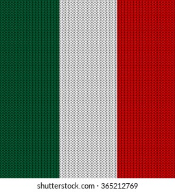 Knitted flag of Italy. Background vector illustration 10 EPS