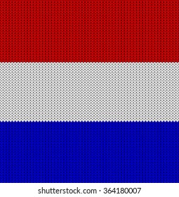 Knitted flag of the Netherlands. Background vector illustration 10 EPS