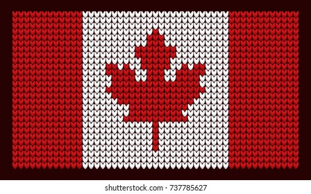 Knitted flag. New Year's background. Canada