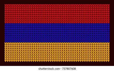 Knitted flag. New Year's background. Armenia