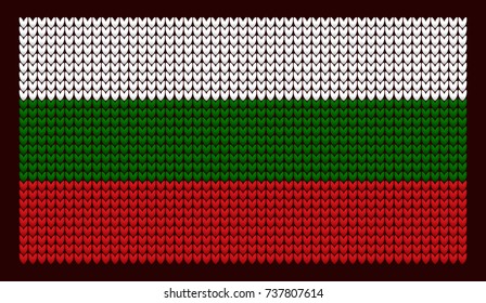 Knitted flag. New Year's background. Bulgaria