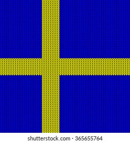 Knitted flag of Sweden. Background vector illustration 10 EPS