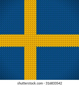 Knitted flag of the Sweden icon - vector illustration