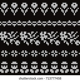 Knitted floral seamless pattern