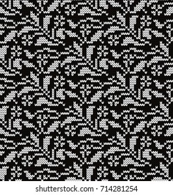Knitted floral seamless pattern