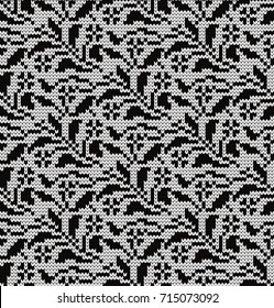 Knitted floral seamless pattern