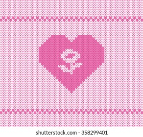 Knitted flower in heart
