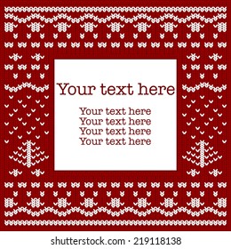Knitted frame in scandinavian style, vector illustration