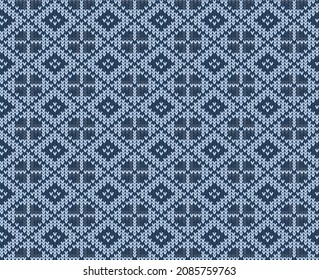Knitted geometric pattern, seamless vector background