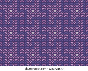 Knitted glen check pattern in pink, purple colours. Allover vector motif for fabric, textile, menswear, socks, scarfs, knitwear accessories. Native French jumper design