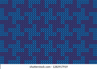 Knitted glen check pattern in turquoise, blue colours. Seamless vector design for fabric, textile, socks, scarfs, knitwear accessories. Exotic British jumper checkerboard motif