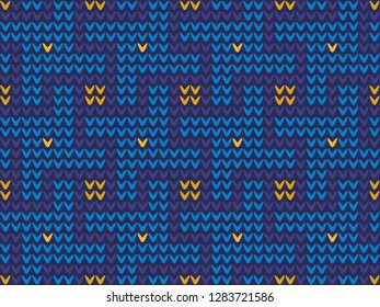 Knitted glen check pattern in turquoise, blue, light yellow colours. Allover vector motif for fabric, textile, menswear, socks, scarfs, knitwear accessories. Native British jumper design