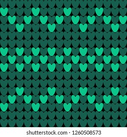 Knitted green pattern. Realistic knit texture vector seamless pattern. Endless texture for wallpaper. Seamless knitted background. Pattern can be used as background, wrapping paper, surface texture 