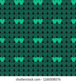Knitted green pattern. Realistic knit texture vector seamless pattern. Endless texture for wallpaper. Seamless knitted background. Pattern can be used as background, wrapping paper, surface texture 