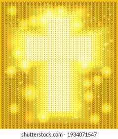 Knitted Happy Easter christian cross, vector illustration