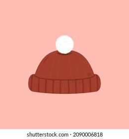 knitted hat cartoon vector. Red knitted hat.
