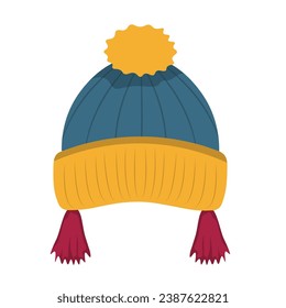 Knitted hat clothes, cute winter cap vector illustration, cartoon beanie for men or women