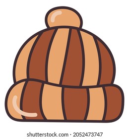 Knitted hat Doodle Vector Illustration. Comic, Hand drawn.