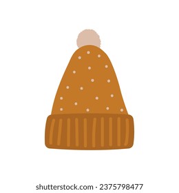 Knitted hat flat cartoon colored doodlle vector ilustration.