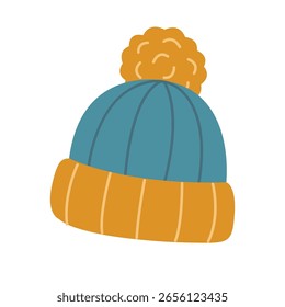 Knitted hat. Hand-drawn illustration. Flat vector illustration isolated on a white background.