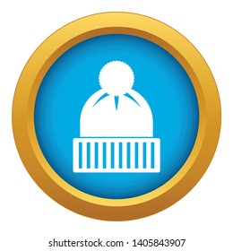 Knitted hat icon blue vector isolated on white background for any design