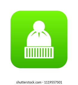 Knitted hat icon digital green for any design isolated on white vector illustration