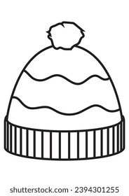 Knitted hat icon in outline and vector format.