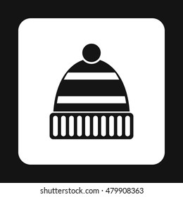 Knitted hat icon in simple style on a white background vector illustration