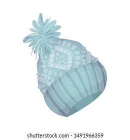 Knitted hat. Vector illustration on a white background.