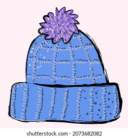 knitted hat winter illustration icon