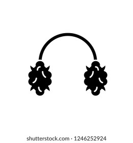 Knitted headphones black icon, vector sign on isolated background. Knitted headphones concept symbol, illustration 