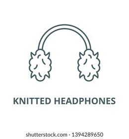 Knitted headphones vector line icon, linear concept, outline sign, symbol