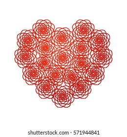 Knitted heart, crafts embroidery. Crochet items with ethnic ornament, lace heart for Valentine, made with love