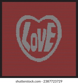 Knitted heart love background. Warm vector illustration.